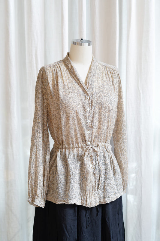Pearl Blouse With Adjustable Waist in Ginza Print