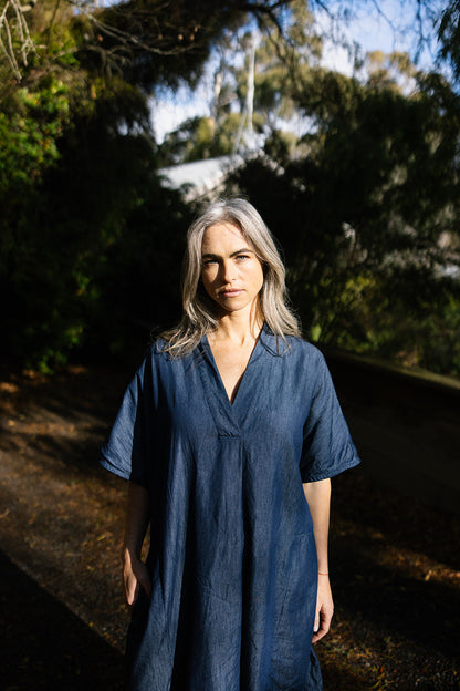 Eugenie Tunic in Denim Cotton Chambray